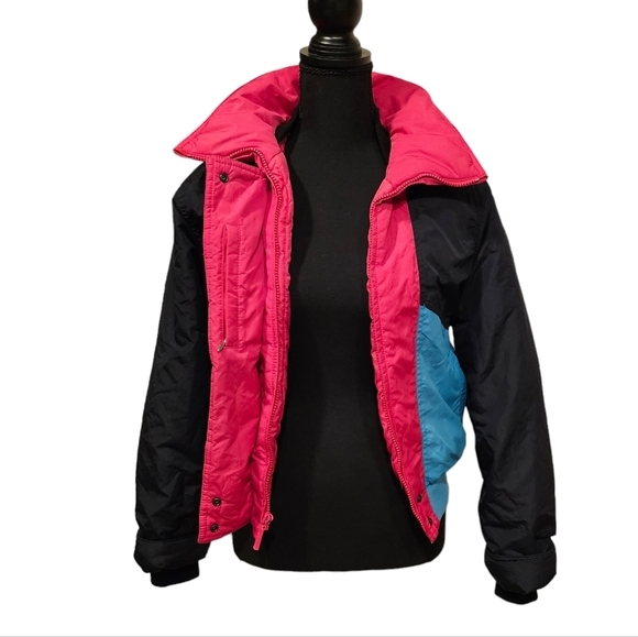 Inside Edge Polyester Filled Black Pink Blue Nylon High Neck Jacket Size S - Picture 2 of 11